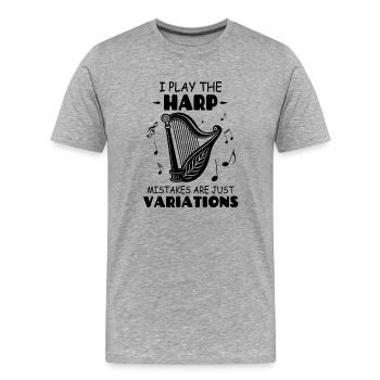 I Play The Harp Mistakes Are Just Variations - Men's Premium Organic T-Shirt - heather grey - Front - Damien (186cm)