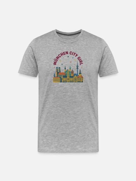 Munich City Girl Skyline - Men's Premium Organic T-Shirt - heather grey
