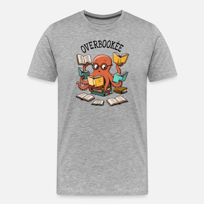 überbucht - Männer Premium Bio T-Shirt - Grau meliert