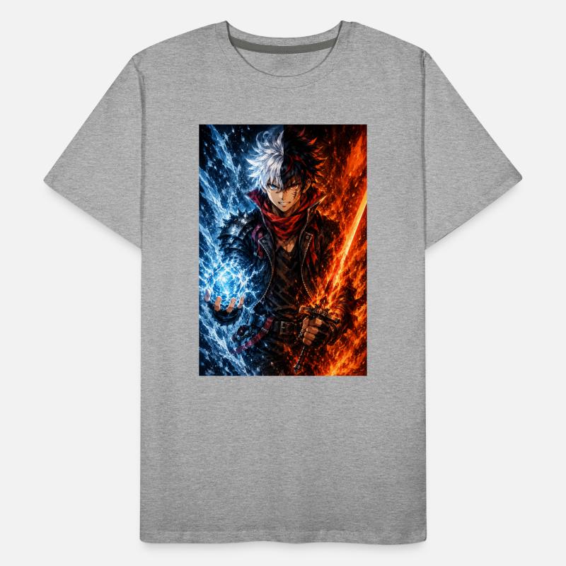 Guerrier avec deux éléments. Feu et glace T-shirt bio Premium Homme
