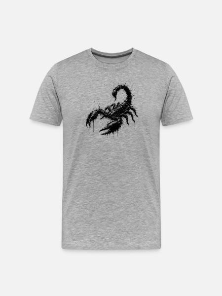 Schwarzer Skorpion Splatter Art - Männer Premium Bio T-Shirt - Grau meliert