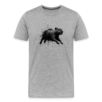 Capybara Splatter Illustration - Men's Premium Organic T-Shirt - heather grey - Front - Damien (186cm)