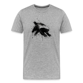 Honigdachs Splatter - Männer Premium Bio T-Shirt - Grau meliert - Vorne - Damien (186cm)