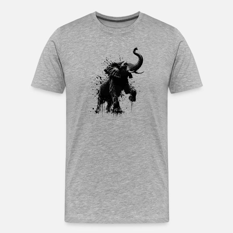 Schwarzer Elefant Spritzer - Männer Premium Bio T-Shirt - Grau meliert