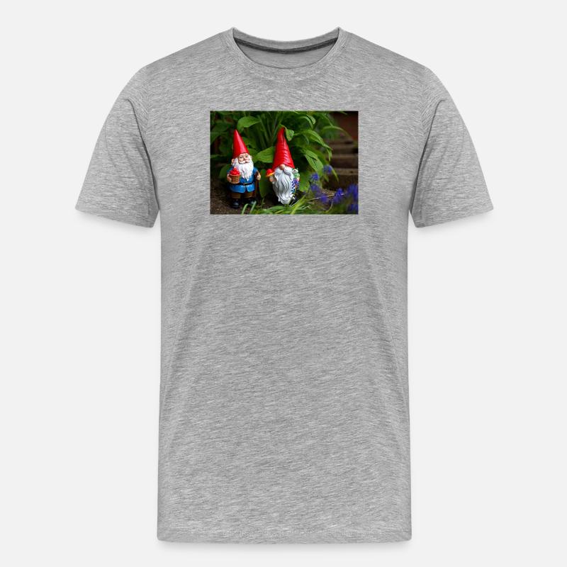 Gartenzwerge im Beet - Männer Premium Bio T-Shirt - Grau meliert