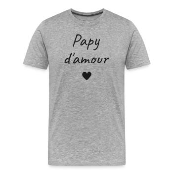 Papy d'Amour - T-shirt bio Premium Homme - gris chiné - Devant - Damien (186cm)