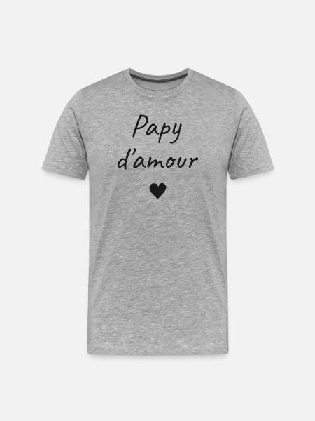 Papy d'Amour - T-shirt bio Premium Homme - gris chiné
