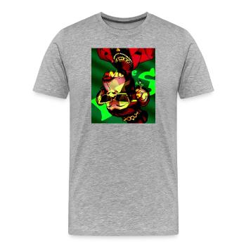 Geometrischer Neon-Tierkopf mit Sonnenbrille - Männer Premium Bio T-Shirt - Grau meliert - Vorne - Damien (186cm)