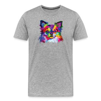 Kaleidoscope Pup Portrait - Men's Premium Organic T-Shirt - heather grey - Front - Damien (186cm)