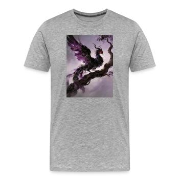 L'Apothéose du Phénix Noir : Infinité - T-shirt bio Premium Homme - gris chiné - Devant - Damien (186cm)