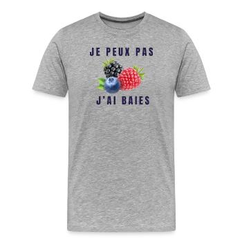 je peux pas jai baies - T-shirt bio Premium Homme - gris chiné - Devant - Damien (186cm)