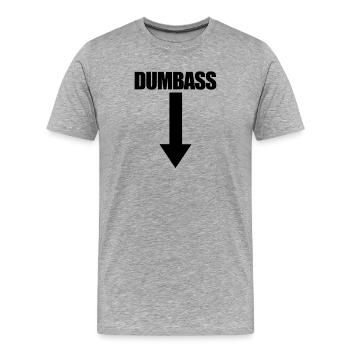 Dummkopf Pfeil nach unten Lustig Ich bin ein Dummk - Männer Premium Bio T-Shirt - Grau meliert - Vorne - Damien (186cm)