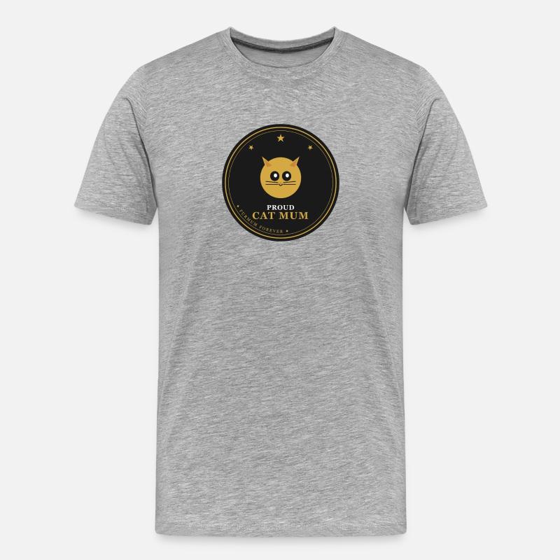 Stolze Katzenmama-Emblem - Männer Premium Bio T-Shirt - Grau meliert