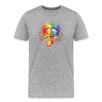 LGBTQIA+ – Verurteile nicht, was du nicht verstehst. - Männer Premium Bio T-Shirt - Grau meliert - Vorne - Damien (186cm)
