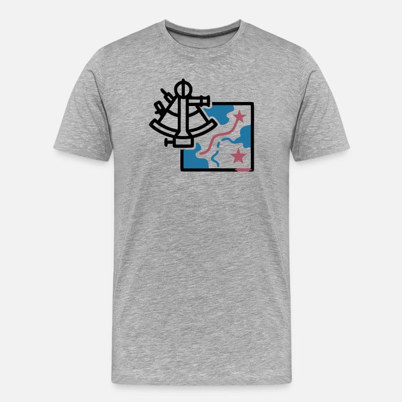 Sextant Navigation Karte Vektor - Männer Premium Bio T-Shirt - Grau meliert