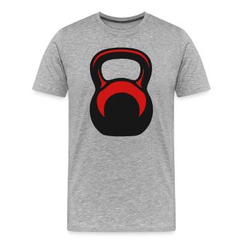 Kettlebell Kugelhantel Vektor - Männer Premium Bio T-Shirt - Grau meliert - Vorne - Damien (186cm)