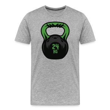 Kettlebell 24 KG Kugelhantel - Männer Premium Bio T-Shirt - Grau meliert - Vorne - Damien (186cm)