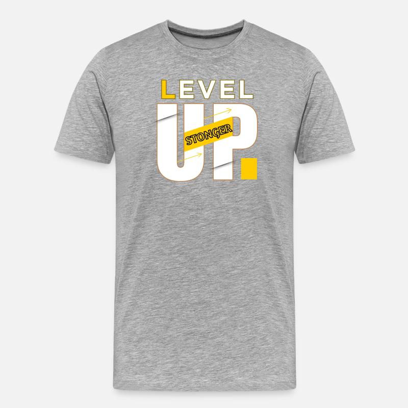 Level Up-Grafikleistung - Männer Premium Bio T-Shirt - Grau meliert