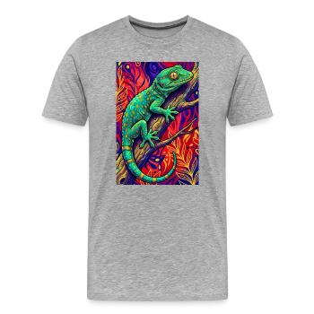 Gecko - Männer Premium Bio T-Shirt - Grau meliert - Vorne - Damien (186cm)
