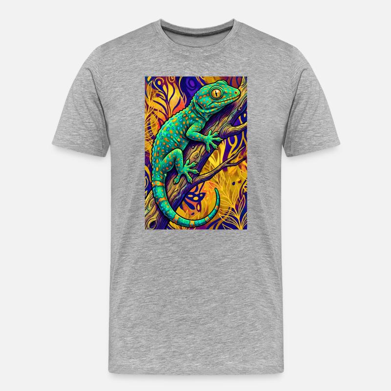 Gecko - Männer Premium Bio T-Shirt - Grau meliert