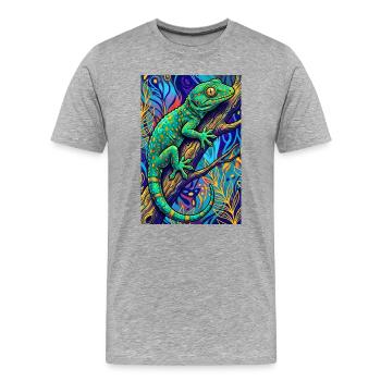 Gecko - T-shirt bio Premium Homme - gris chiné - Devant - Damien (186cm)