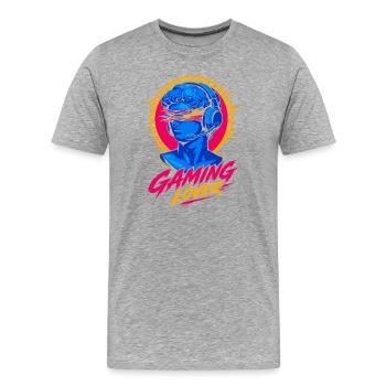 Gaming Lover Neon Headset - Männer Premium Bio T-Shirt - Grau meliert - Vorne - Damien (186cm)