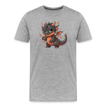 Lava Dragon Cuddly Hero - Men's Premium Organic T-Shirt - heather grey - Front - Damien (186cm)