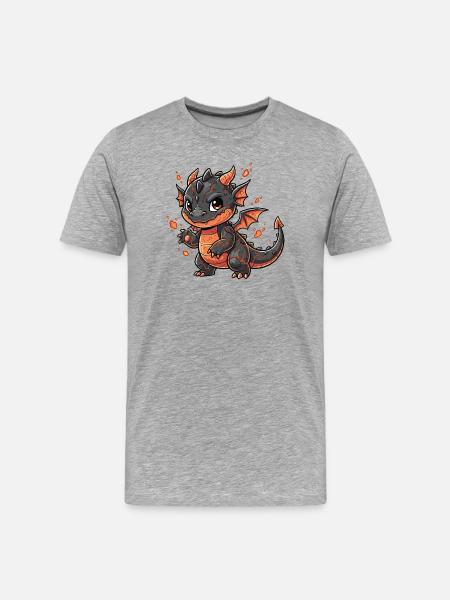 Lava Drache Kuschelheld - Männer Premium Bio T-Shirt - Grau meliert