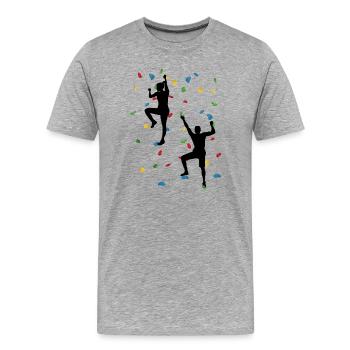 Climbing Wall Duo – Climbing Challenge - Men's Premium Organic T-Shirt - heather grey - Front - Damien (186cm)
