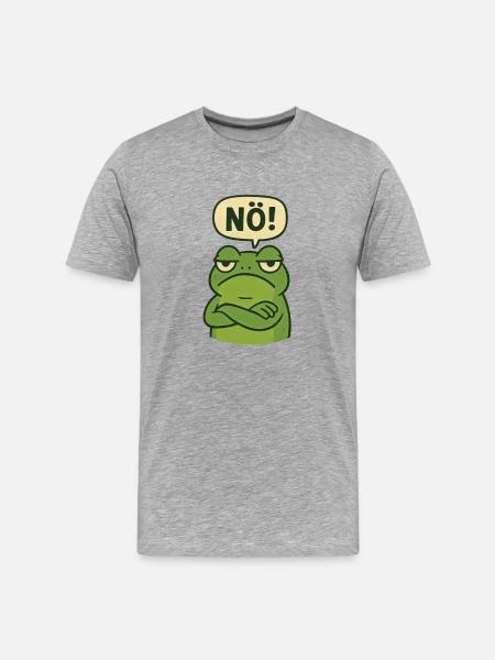 Nö Frosch Statement - Männer Premium Bio T-Shirt - Grau meliert