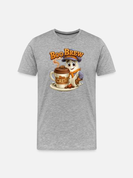 Boo Brew Barista Ghost - Men's Premium Organic T-Shirt - heather grey
