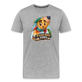 Crayon fusée carburant du premier jour - T-shirt bio Premium Homme - gris chiné - Devant - Damien (186cm)