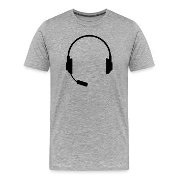 Headset With Microphone - Men's Premium Organic T-Shirt - heather grey - Front - Damien (186cm)