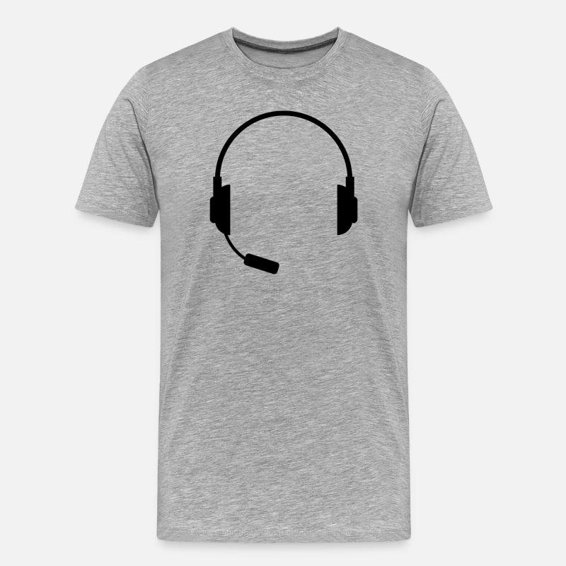 Headset mit Mikrofon - Männer Premium Bio T-Shirt - Grau meliert