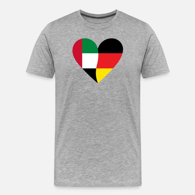 UAE Germany Heart - Männer Premium Bio T-Shirt - Grau meliert