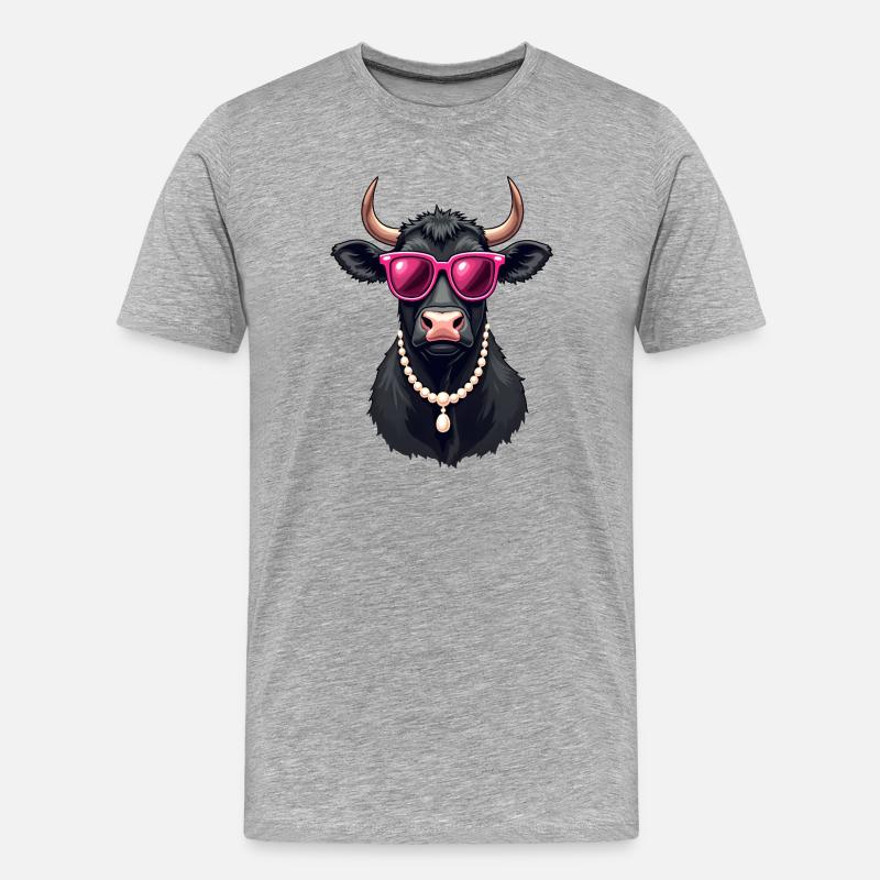 Kuh - Männer Premium Bio T-Shirt - Grau meliert