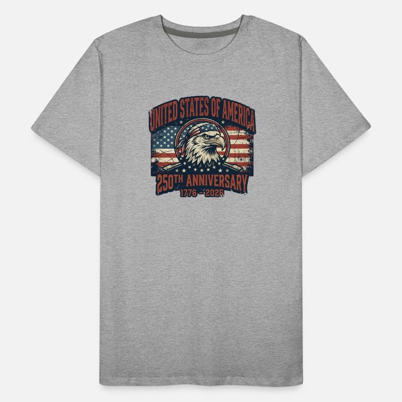 Aigle devant le drapeau américain – États-Unis 250 ans T-shirt bio Premium Homme