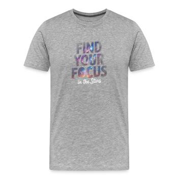 Trouvez votre attention dans les étoiles - T-shirt bio Premium Homme - gris chiné - Devant - Damien (186cm)