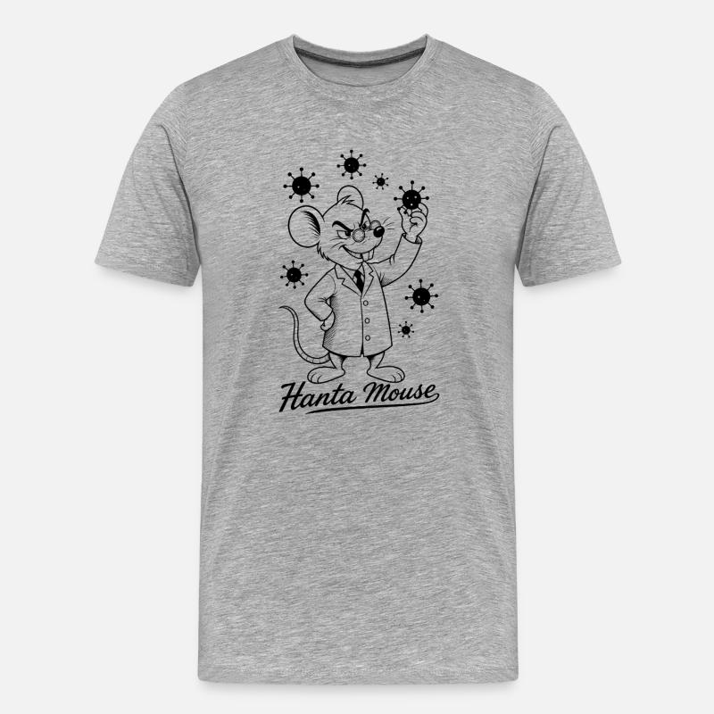 Hanta Mouse Retro Cartoon Design - Männer Premium Bio T-Shirt - Grau meliert