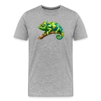 Geometrischer Chamäleon Zweig - Männer Premium Bio T-Shirt - Grau meliert - Vorne - Damien (186cm)
