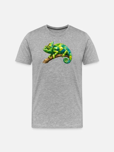 Geometric Chameleon Branch - Men's Premium Organic T-Shirt - heather grey