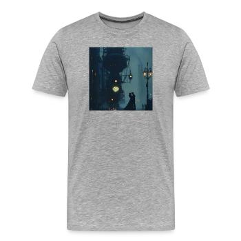Romance sur un bateau à vapeur dans le brouillard - T-shirt bio Premium Homme - gris chiné - Devant - Damien (186cm)