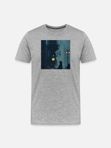 Dampferromantik im Nebel - Männer Premium Bio T-Shirt - Grau meliert