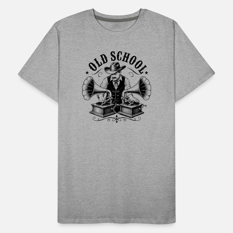 Old School DJ with Gramophone Men's Premium Organic T-Shirt