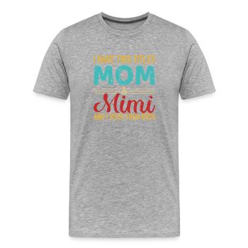 Mama und Mimi: Ich rocke beide - Männer Premium Bio T-Shirt - Grau meliert - Vorne - Damien (186cm)