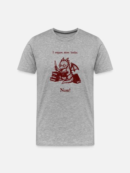 Book Dragon More Books Now - Men's Premium Organic T-Shirt - heather grey