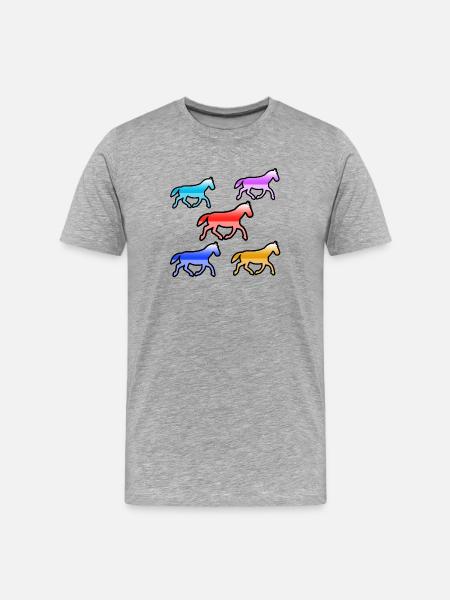 Chevaux - T-shirt bio Premium Homme - gris chiné