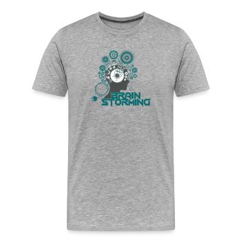 Brainstorming Head – Office & Idées de bureau - T-shirt bio Premium Homme - gris chiné - Devant - Damien (186cm)
