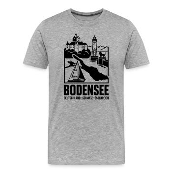 Bodensee Silhouette Wahrzeichen - Männer Premium Bio T-Shirt - Grau meliert - Vorne - Damien (186cm)