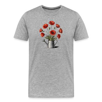 Coquelicots dans un arrosoir - T-shirt bio Premium Homme - gris chiné - Devant - Damien (186cm)